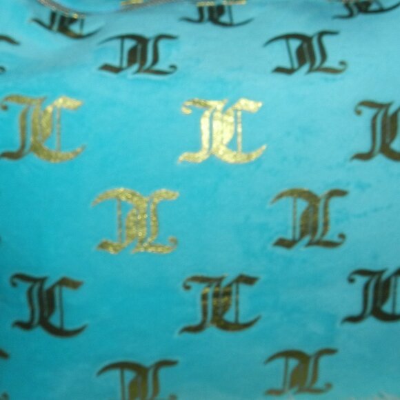 Juicy Couture Cosmetic Makeup Case Travel Velour Bag Blue Turquoise🆕📦🏃🏻💨🚚 - Picture 3 of 16